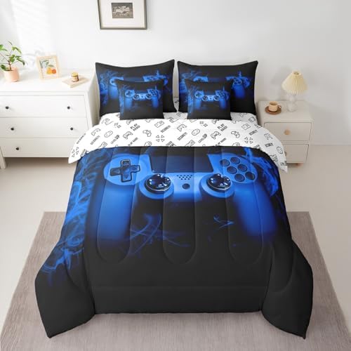 Feelyou Gamer Comforter Set with Sheets Gaming 7 Piece Bedding Set King Size for Kids Teens Bed in a Bag by Feelyou