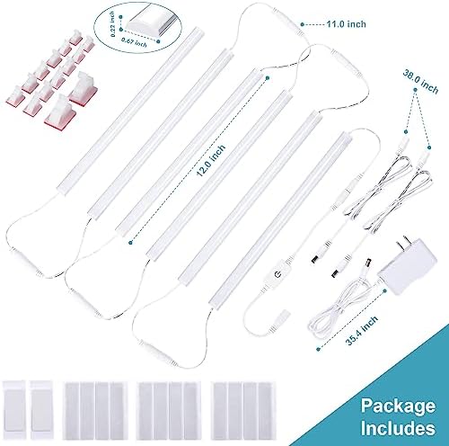 Plug-in Under Cabinet Lights Daylight White 4000K, Dimmable LED Under Cabinet Lighting, 6PCS x 12 Inch Under-Counter Light Fixtures with Memory Function, Under Counter LED Lights for Kitchen - Image 6