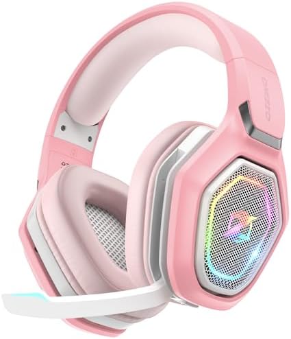 Ozeino 2.4GHz Wireless Gaming Headset with Microphone, 2.4G USB & Type C Transmitter - 30h Battery Life - RGB Lighting Gaming Headphones for PS5, PS4, PC, Phone by Ozeino
