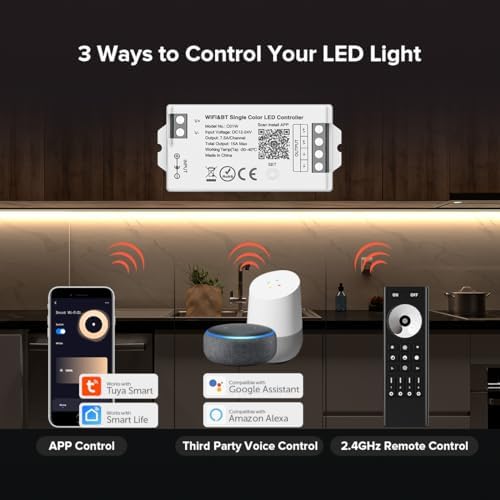 BTF-LIGHTING C01W WiFi Controller for 2pin Single Color (+V -V) LED Strip - Image 2