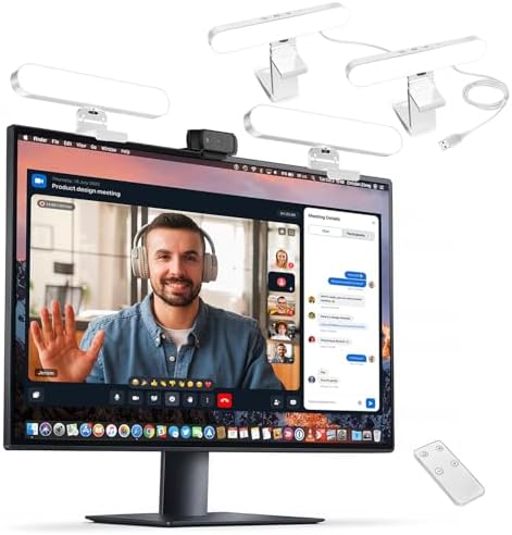 yAyusi Dual-lamp Video Conference Lighting, LED Streaming Light with Remote and Touch Control, Zoom Lighting for Computer,Webcam Laptop Monitor Ring Light for Video Calls/Zoom Meetings (White) by yAyusiPortableSelfieStand