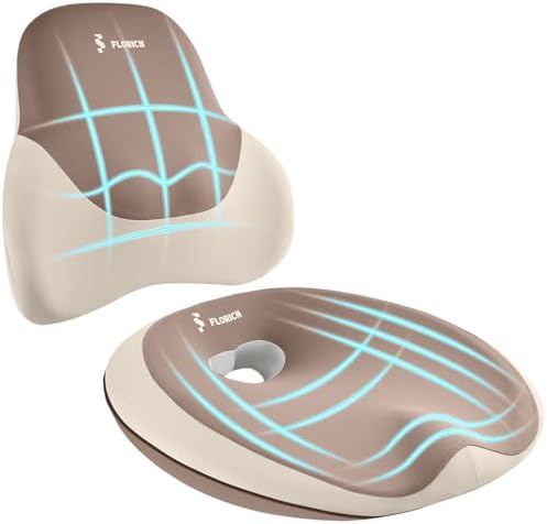 FLORICH Seat Cushion and Lumbar Support Pillow for Office Chair Car Neck Headrest Pillow Memory Foam Seat Pads Pressure Relief Back Cushion and Carseat Pads(Brown) - Image 5