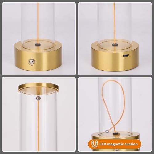 Mini Minimalist Tabe Lamp with Breathing Effect, Cordless LED Desk Lamp Rechargeable Modern Night Lights Portable Lamp for Gaming, Home Office, Bedroom, Living Room, Kitchen, Bar, Restaurant (Gold) - Image 5