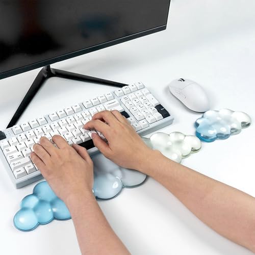 Gel Keyboard and Mouse Wrist Rest, Cloud Wrist Pad for Computer Keyboard | Blue Wrist support for Keyboard 60%/68%/75%,Cloud Wrist Rest,Keyboard Cushion, Comfort & Support for Typing and Gaming - Image 2
