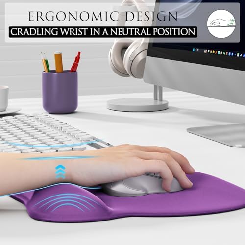 MROCO Ergonomic Mouse Pad with Gel Wrist Rest, 9.4 x 8.1 in, Violet Purple - Image 5