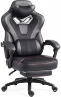 Dowinx Big and Tall Gaming Chair for Adults with Footrest, Massage Lumbar | Ergonomic High back with Pocket Spring Cusion Wide Seat, 90-135° Recline, Adjustable Height & Headrest for Home Office Black by Dowinx
