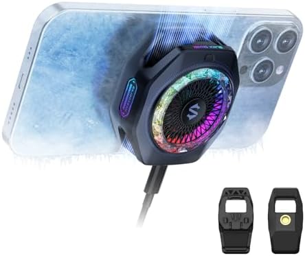 Black Shark Magnetic Phone Cooler 5 Pro - 18 Addressable RGB LEDs, Detachable Grip, APP-Controlled Thermostatic Cooling Fan for iPhone MagSafe/Android/iPad -Gaming/Streaming/Photography by BlackShark