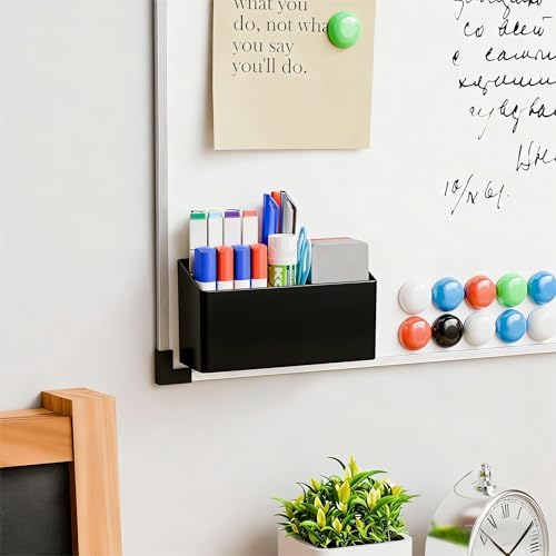 Yieach Magnetic Dry Erase Marker Holder for Whiteboard,Expo,Refrigerator,Fridge,Non Slip Magnet Pencil Holder,Wall Mounted Acrlic Pen Holder with Adhesive,Classroom and Locker Magnetic Organizer,Black - Image 3