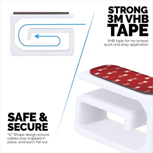 3pc VHB Adhesive Cable Organizer Holder, for Heavy Cables, PC Cords & Wires with Strong Adhesive, Under Desk Mount Management - Small (White) - Image 4