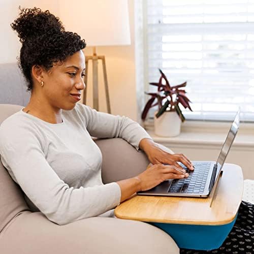 Yogibo Traybo 2.0 Lap Desk, Bamboo Top Lap Desk With Pillow for Laptop Built in Slot for Tablet or Phone, Lap Pad for Working, Reading, Writing, Lap Board, Turquoise - Image 2