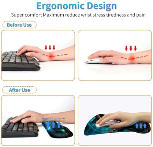 3-in-1 Ergonomic Memory Foam Keyboard Wrist Rest Pad Set, Flame Cat - Image 5