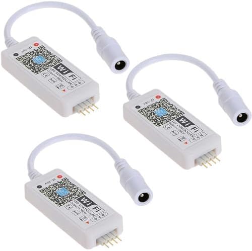 3 Pack Smart WiFi LED Controllers, RGB Led Strip Lights Wireless Control, Compatible with Alexa & Google Home & IFTTT, Free Magic Home App Control for Home Decoration TV Background Stair LED Lights by Aubric