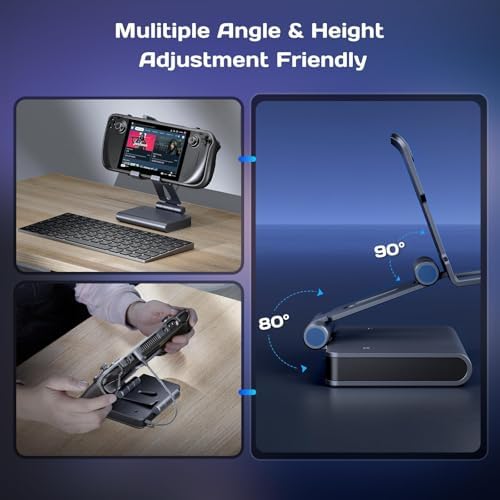 Docking Station Steam Deck Dock: Adjustable Stand 6-in-1 Hub Stream Deck Accessories with HDMI 2.0 4K@60Hz TV/1Gb Ethernet/3*USB-A 3.0/PD 3.0 Fast Charging for Steam, iPad,Other Smart Phones Black - Image 5