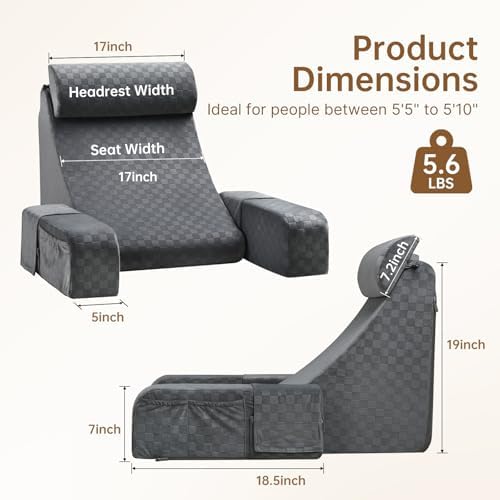 Vekkia 19'' Reading Pillow for Adults with XL Side Pockets, Adjustable Arms - Image 6