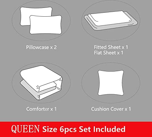 ROWADALO 6 Pieces Gamer Bedding Set for Boys Gaming Comforter Queen Size, Game Controller Comforter for Teen 3D Gamepad Microfiber 6 Piece Bed in A Bag Kids Bedding Sets with Sheets,DJT H5030 Queen - Image 5