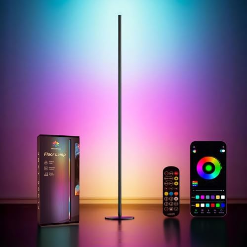 Smart RGBIC Corner Floor Lamp with App & Remote Control, Music Sync LED Ambient Light,16 Million DIY Colors,1500 Lumens 80+ Scenes, Color Changing Standing Lamp for Living Room, Bedroom & Gaming Setup by Unknown