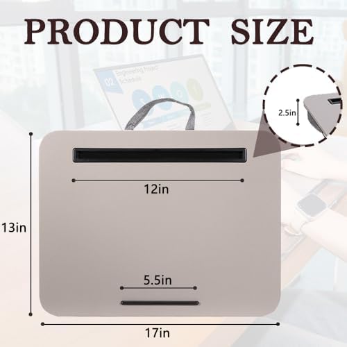 Portable Laptop Desk Fits Up to 16“ Laptops, with Tablet Slot, Built-in Cushion, Great for Home & Office,Lap Desk for Laptop,Lap Desk with Cushion (Gray, Medium) - Image 2