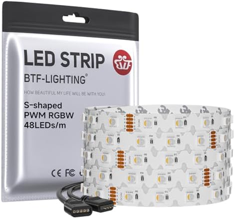 BTF-LIGHTING S Shaped Design RGB+3000K 24V 16.4ft 240LEDs RGBW LED Strip by BTF-LIGHTING