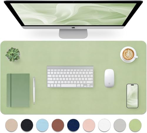 Bloss Green Desk Mat, Mouse Pad, Waterproof Leather Desk Pad, Desk Matt for Desktop, Non-Slip Desk Pad Mat for Office Work/Home (27.6 x 13.8 Inches) by Bloss