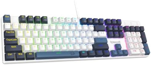 Redragon Mechanical Gaming Keyboard Wired, 11 Programmable Backlit Modes, Hot-Swappable Red Switch, Anti-Ghosting, Double-Shot PBT Keycaps, Light Up Keyboard for PC Mac, Blue by REDRAGON