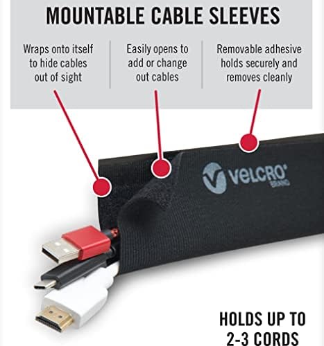 VELCRO Brand Mountable Cable Sleeve, Black, 8 in, 2 Pack - Image 2
