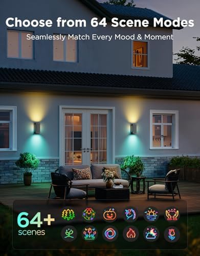 Govee Outdoor UpDown Wall Light, 2 Pack, 1200LM RGBICWW Smart Porch Lights - Image 5