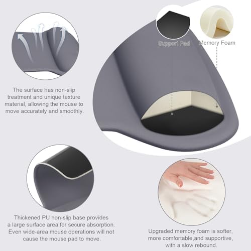 MOSISO Wrist Rest Support for Mouse Pad & Keyboard Set, Space Gray - Image 2