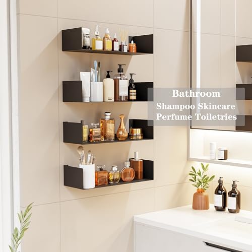 Metal Bali Floating Wall Shelves 15.5IN for Storage and Decor Wall Mounted CD DVD&Books Perfume, Make up Storage Shelves Living Room, Bedroom, Bathroom & Kitchen,2Pack,Black - Image 5