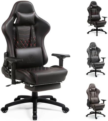 Dowinx Gaming Chair Big and Tall, Video Game Chairs with Footrest, PC Gamer Chairs for Adults - Padded High Back Ergonomic Reclining Silla Gamer, 4D Armrest, 400LBS, Black by Dowinx