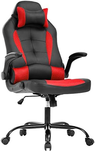 BestOffice | Gaming Chair | Red | PU Leather | with Lumbar Support | Ergonomic Racing Style Desk Chair with Recline, Padded Armrests, Headrest, Swivel & Caster Wheels | for Gamers, Home, Office by BestOffice
