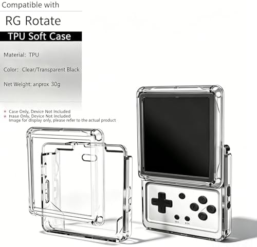 TEHAOUU TPU Protective Case Compatible with Anbernic RG Rotate Handheld Game Console, Shockproof Console Cover, Slim Anti Slip Shell for Gaming Travel Daily Use (Black) - Image 5