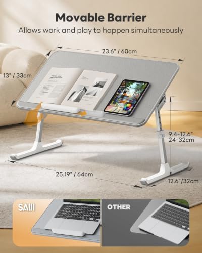 SAIJI Non-Slip Leather Laptop Bed Tray Table,Lap Desk with Laptop Stopper - Image 4