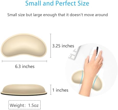 Dapesuom Mouse Wrist Rest, Ergonomic Memory Foam Mouse Wrist for Computer Desk Mats Support, PU Leather Hand Rest Pad Cushion for Gaming, Laptop, Men, Women, Pain Relief & Easy Typing, Colonial White - Image 6