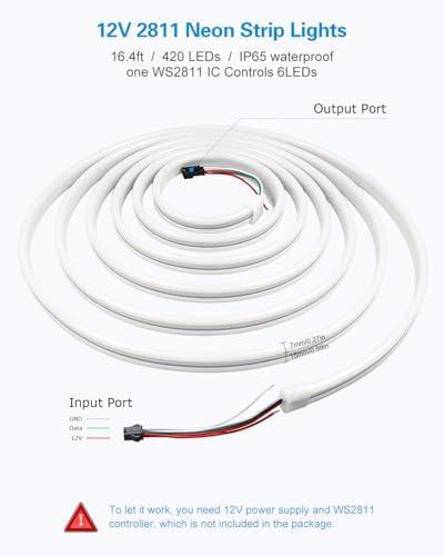 ALITOVE Addressable Neon LED Strip Light WS2811 16.4ft Room Decor Flexible - Image 2