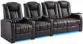 comfiroom Top-Grain Leather Home Theater Seating, Dual-Motor Power Recliner by comfiroom