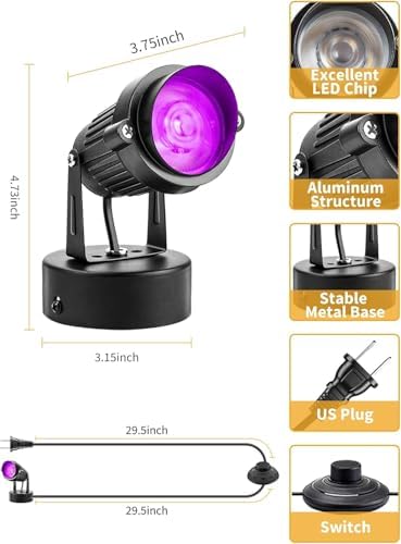 ZUCKEO LED Spot Lights Indoor RGB Up Lights with Remote, 120V 10W Uplighting Indoor Spotlight Plug in, 4.92FT Code Accent Flood Light Color Changing Landscape Lighting for Christmas Halloween(4Pack) - Image 5