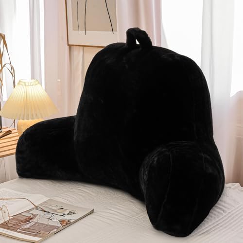 A Nice Night Black Reading Pillow, 18.5" Bed Wedge Pillows with Arms by ANICENIGHT