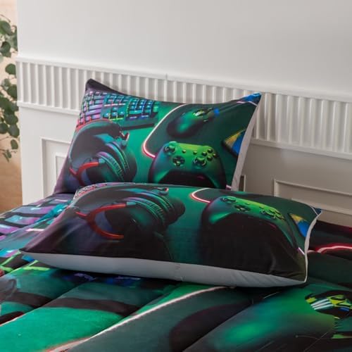 Gamer Comforter Sets for Teen Boys,Gaming Bedding Sets Twin,Video Game Bedspread,Game Gamepad Bedrooom Bed Set,Controller Gamer Home Decor 3 Piece - Image 6