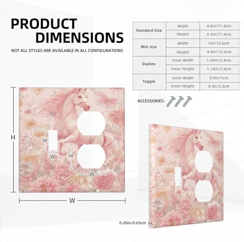 Decorative Outlet Covers Fantastical Pink Horse and Flowers 2 Gang Combination 1 Toggle/1 Duplex Light Switch Cover Gfci Wall Plate Electrical Receptacle Switchplate for Bedroom Decor - Image 5