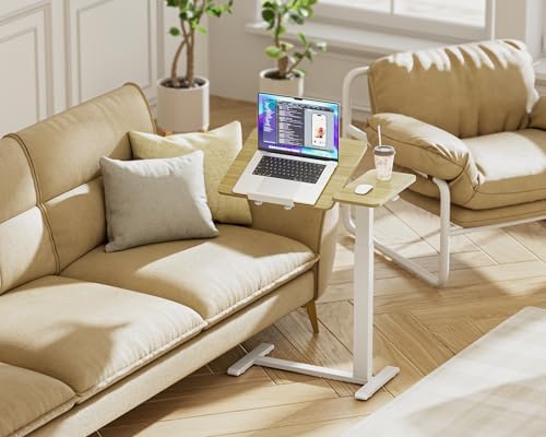 Ywin Medical Adjustable Tilt Overbed Bedside Table with Wheels, Swivel Portable Tray Table(27.6" W x 15.8" D), Small Standing Desk for Bedroom, Hospital, Couch, Office Use,Black - Image 2