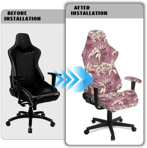Gaming Chair Covers Slipcovers Vintage Palm Tree Gaming Chair Covers Pink Stretchable Computer Chairs Slipcover with Armrest Protectors for Home, Office, Workstation - Image 4