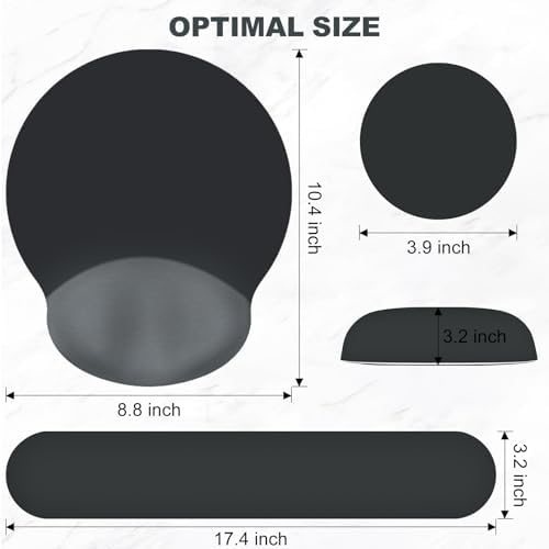 AIMSA Mouse Pad with Wrist Rest Support, Keyboard Wrist Rest Set, Ergonomic Memory Foam Mousepad for Computer Keyboard, Easy Typing and Pain Relief, Black Gray - Image 7