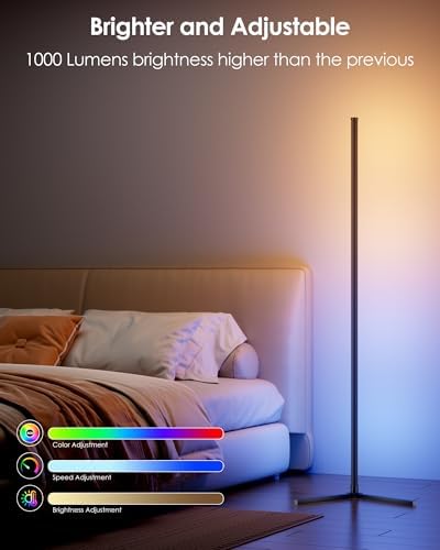 LED Corner Floor Lamp 2 Pack, 65" Tall Smart RGB Floor Lamp with APP and Remote Control, Ambient Lighting Color Changing Standing Lamps with Music Sync and Timing for Living Room, Bedroom, Gaming Room - Image 2