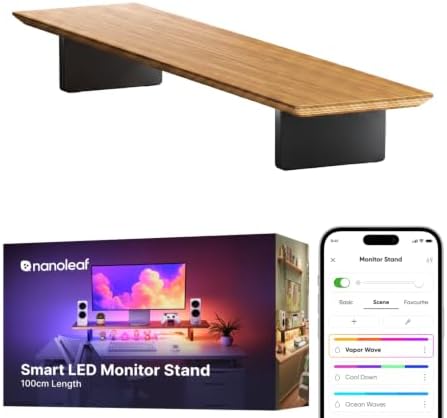 Nanoleaf Smart Monitor Stand, Wood Riser, RGB LED Task & Ambient Light by NANOLEAF