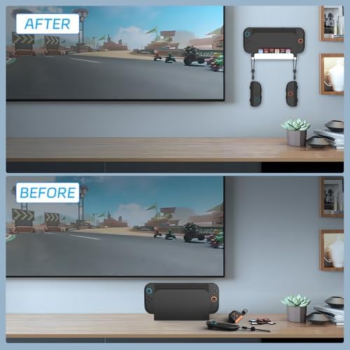 JDDWIN Wall Mount Stand for Switch 2 (2025)/ Switch OLED, Metal Gaming Shelf Accessories for Wall with Joy-Con 2 Hanging Hook and 6 Game Storage Holder Safety Store Controller Holder (White) - Image 6