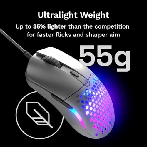 GLORIOUS Model O Eternal Ultralight RGB Gaming Mouse - Wired - 55g Lightweight - Customizable RGB Lighting - 6 Programmable Buttons - Symmetrical Design - 12K DPI Optical Sensor - PC/Mac - White - Image 3