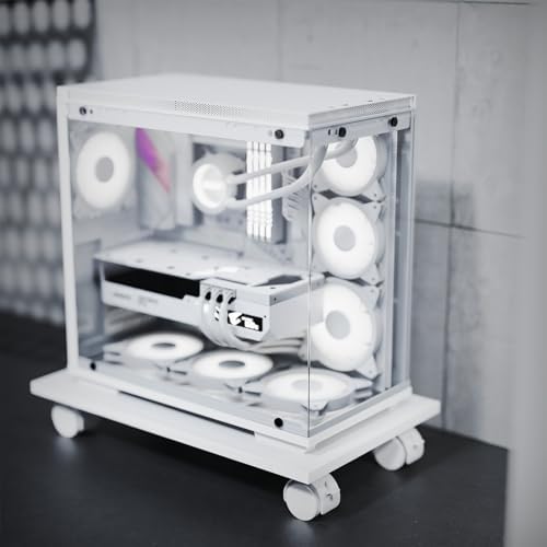 CPU Stand、Mobile CPU Holder、Computer Tower Stand with 4 Caster Wheels Fits for PC、Printer、Most Computer Tower、Office、Home、Planter Caddies、Dog Bowl Stand (White) - Image 2