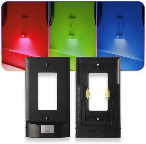 1 Pack - SnapPower Multi-Color GuideLight – Outlet Cover RGB Lights, Customizable Ambient Lighting/Mood Lighting for Home, Kitchen, Gaming Room, Kids Bedroom, Nursery, Holiday Decor (Black, Decor) by SnapPower