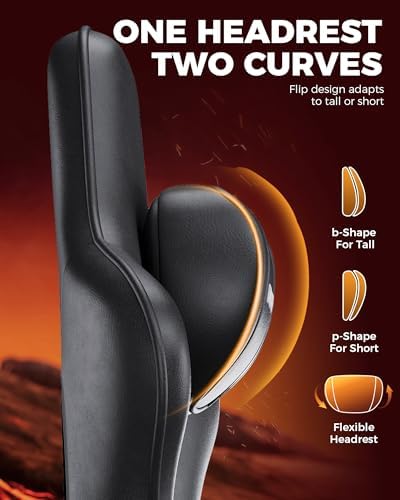 GTPLAYER Big and Tall Gaming Chair with Footrest, Ergonomic Office Desk Chair with 4.4in Thick Cushion and Wide Wingless Seat, Comfortable Leather Computer Chair, Predator Series, Black with Trim - Image 4