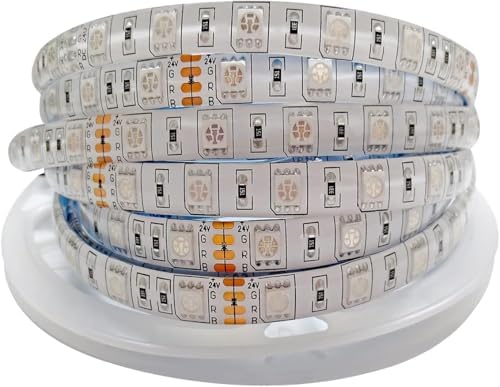 24V RGB LED Strip Lights, 16.4ft 5050 IP65 Waterproof 300 LEDs Color Changing String Light Strips for Bedroom, Kitchen Decoration by Tesfish